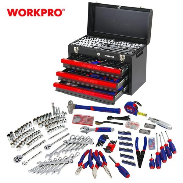 408 Pc Mechanics Tool Set With 3-Drawer Heavy Duty Metal Box